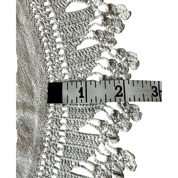 Linen & Crochet Doily Centerpiece 18.5" Diameter Vintage Handmade Wedding Event - Picture 2 of 16